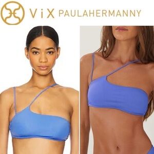 ViX Paula Hermanny Nara Blue One-Shoulder Bikini Top in Blue sz S 190$